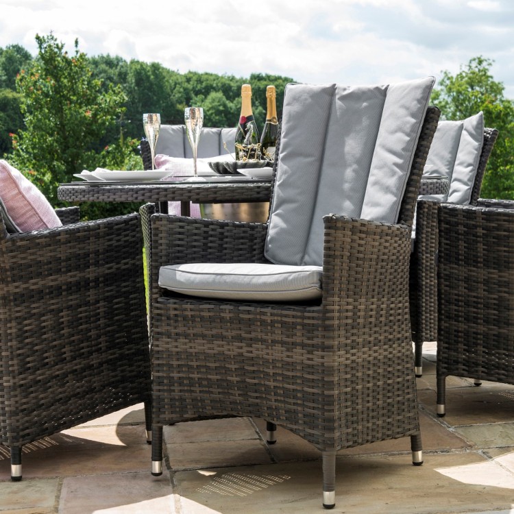Maze Rattan LA Grey 6 Seat Round Ice Bucket Dining Set with Lazy Susan Oak Furniture House